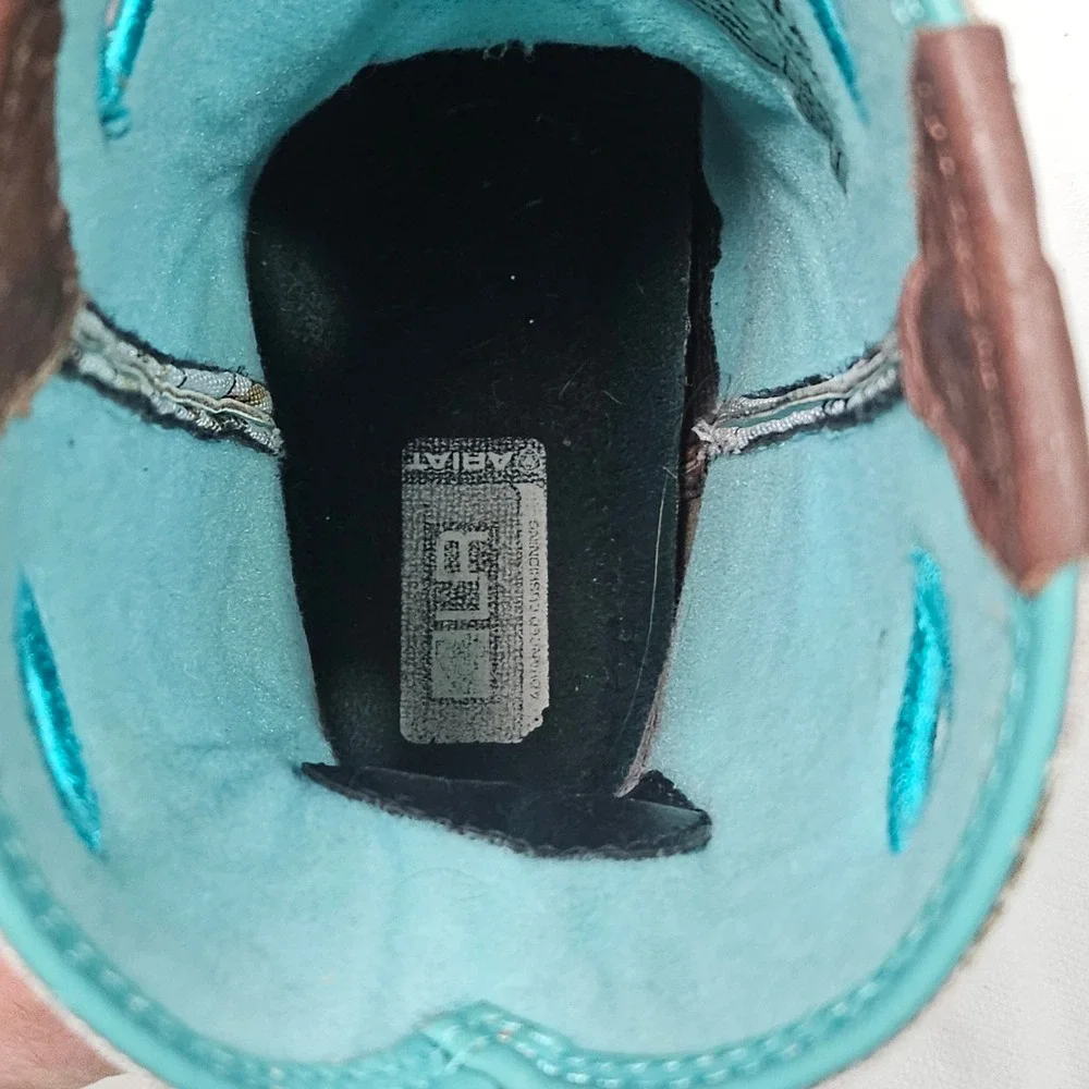 Ariat Kids Western Boots Camo Print Leather‎ Turquoise Square Toe Size 4.5 - Picture 5 of 10